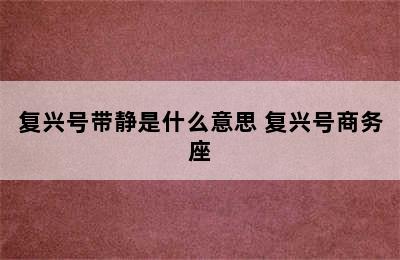 复兴号带静是什么意思 复兴号商务座